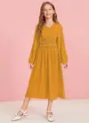 Mustard Colour stylish Party Wear Georgette Girls Stylish One Piece Kids Collection DHUREE 04